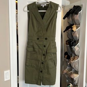 Preowned Derek Lam 10 Crosby Elena Utilitarian Mini Dress in Army Green Size 2